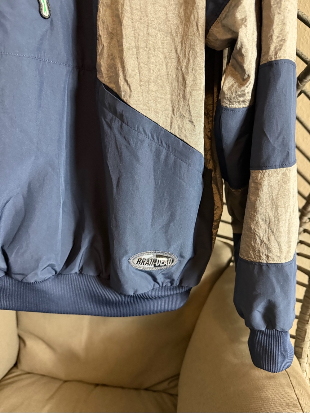 Brian Dead x Adidas Navy Windbreaker with Silver Panels and Green Chest Emblem - Picture 3 of 3